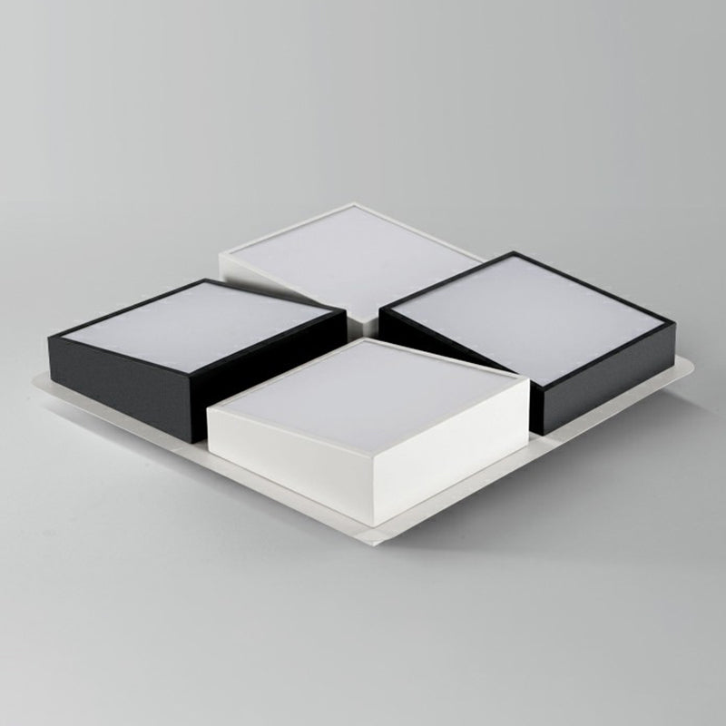 Black and White Checkered LED Flush Light Nordic Acryl-ausgehöhlte Deckenleuchte