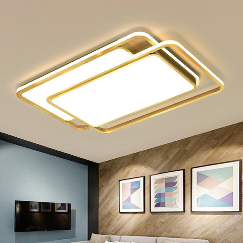 Rechteck Acryl LED Flush Deckenleuchte Zeitgenössische Gold Flush-Mount Leuchte für Wohnzimmer