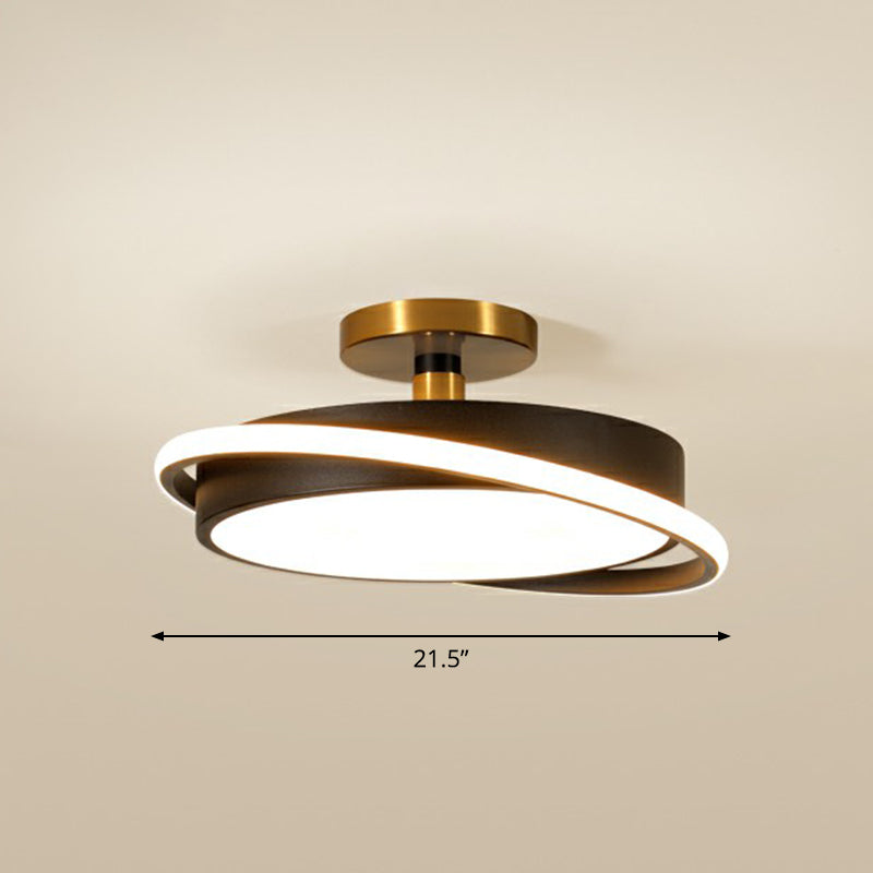 Round Semi Flush Ceiling Light Fixture Nordic Acrylic Bedroom LED Flush Mount Light
