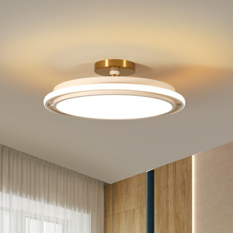 Round Semi Flush Ceiling Light Fixture Nordic Acrylic Bedroom LED Flush Mount Light
