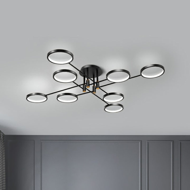 Simplicity Circles LED Ceiling Lamp Metal Living Room Semi Flush Mount Light Fixture