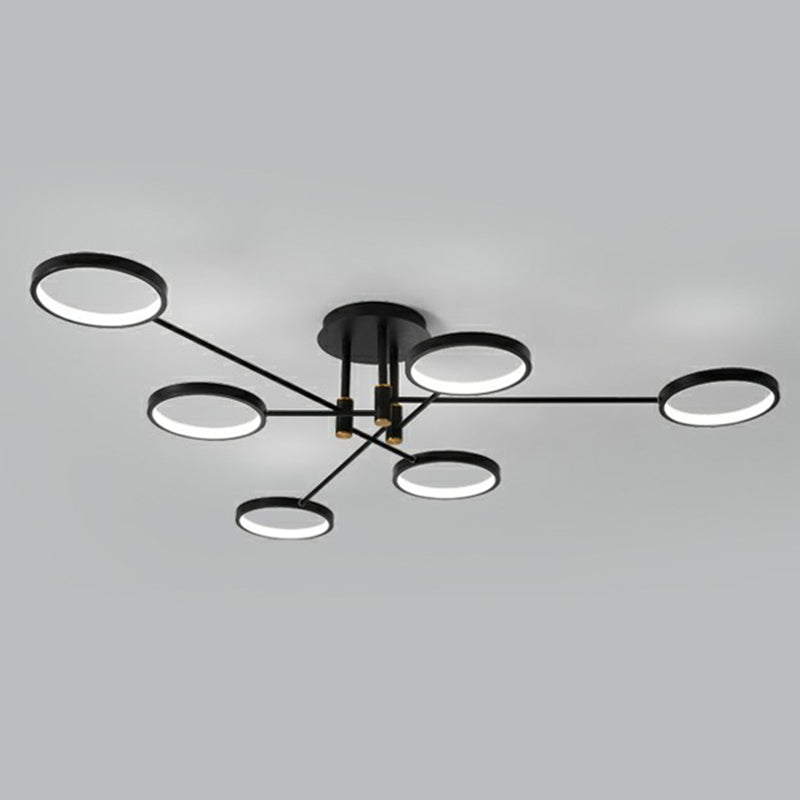Simplicity Circles LED Ceiling Lamp Metal Living Room Semi Flush Mount Light Fixture