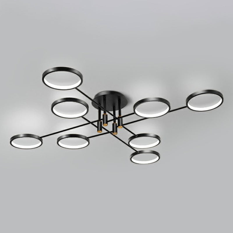 Simplicity Circles LED Ceiling Lamp Metal Living Room Semi Flush Mount Light Fixture