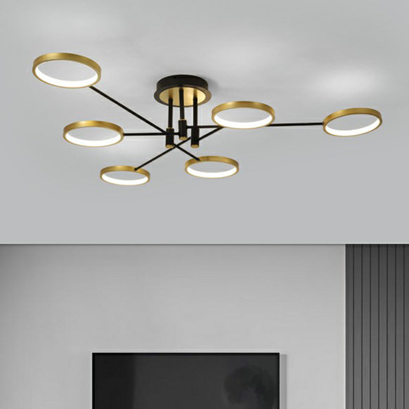 Simplicity Circles LED Ceiling Lamp Metal Living Room Semi Flush Mount Light Fixture