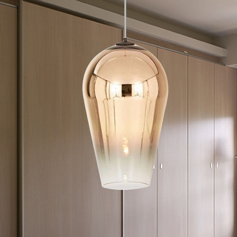 7"/8" Wide Cannon Pendant Lighting Modern Glass 1 Light Chrome/Gold/Rose Gold Hanging Light