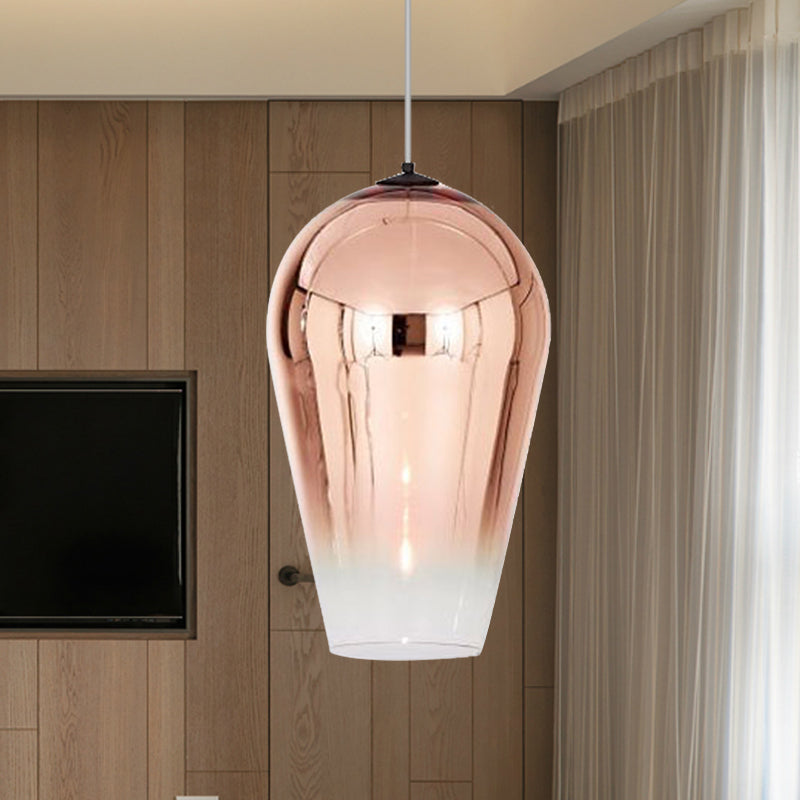 7"/8" Wide Cannon Pendant Lighting Modern Glass 1 Light Chrome/Gold/Rose Gold Hanging Light