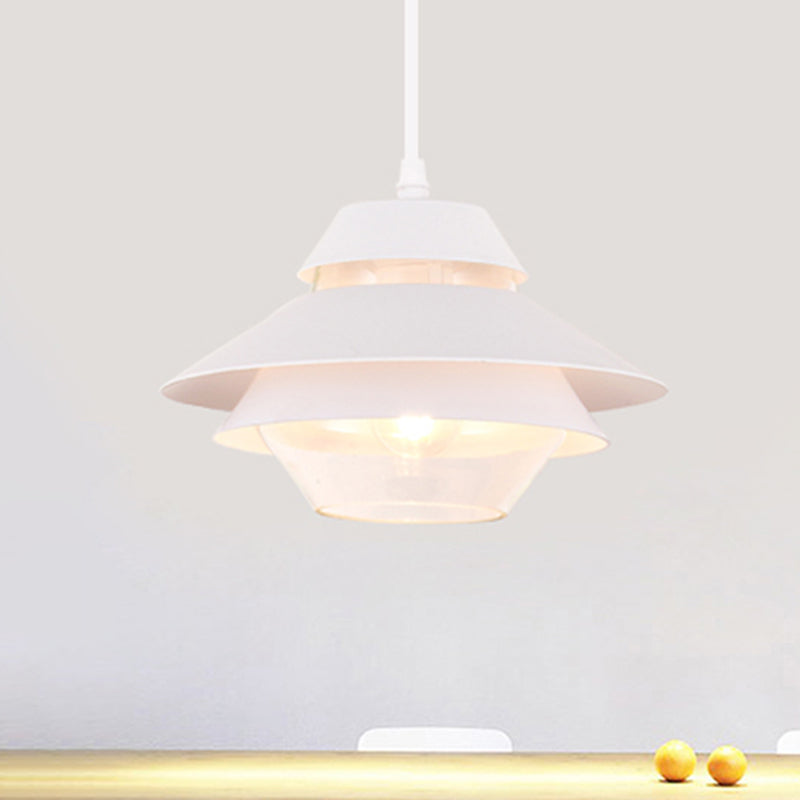 Macaron Stylish Flared Pendant Lighting Metallic 1-Light Living Room Hanging Ceiling Light in Blue/Green