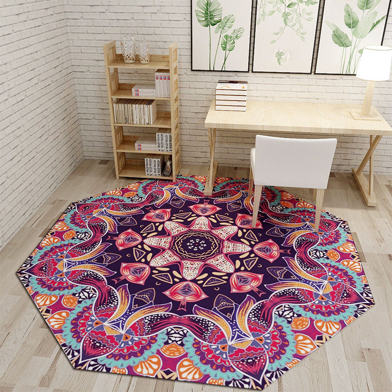 Fancy Geometric Print Rug Multi Colored Polyster Indoor Rug Easy Care Pet Friendly Washable Area Rug for Bedroom