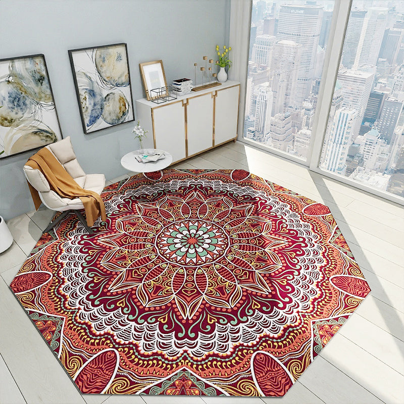 Fancy Geometric Print Rug Multi Colored Polyster Indoor Rug Easy Care Pet Friendly Washable Area Rug for Bedroom