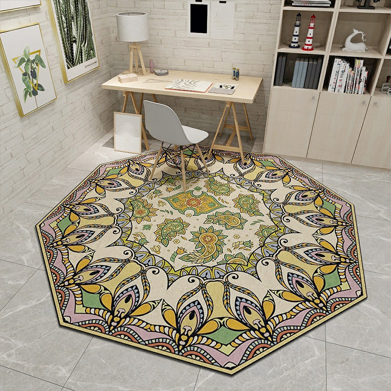 Fancy Geometric Print Rug Multi Colored Polyster Indoor Rug Easy Care Pet Friendly Washable Area Rug for Bedroom