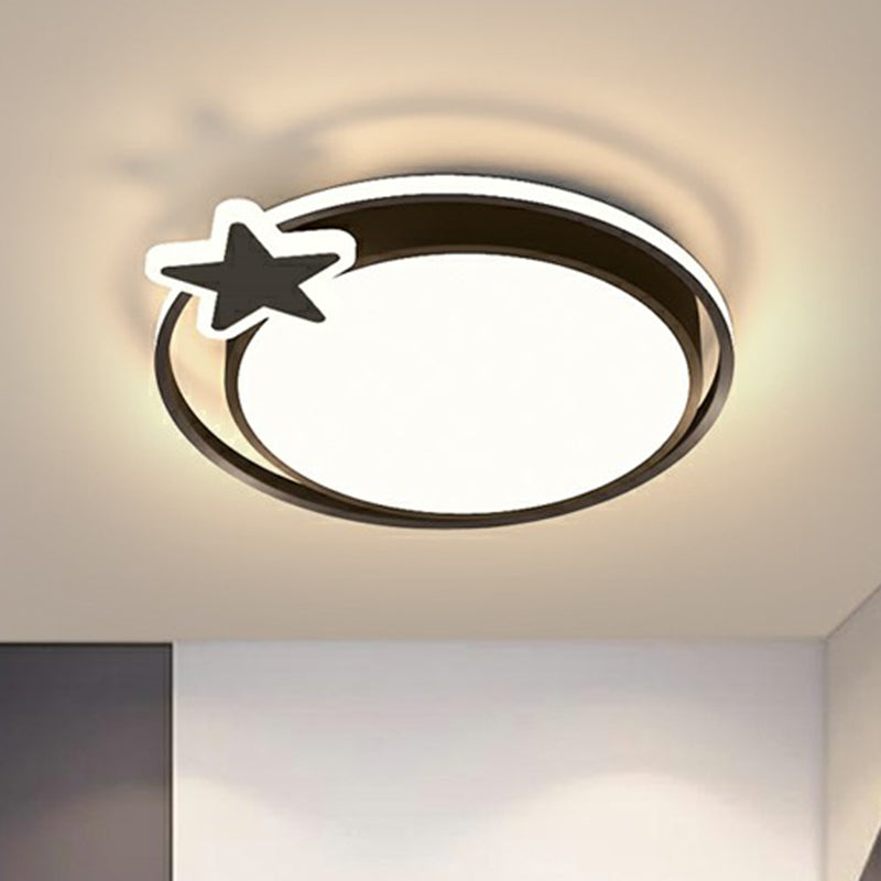 Circular Bedroom LED Ceiling Light Metallic Simplicity Flush Mount Fixture with Acrylic Diffuser