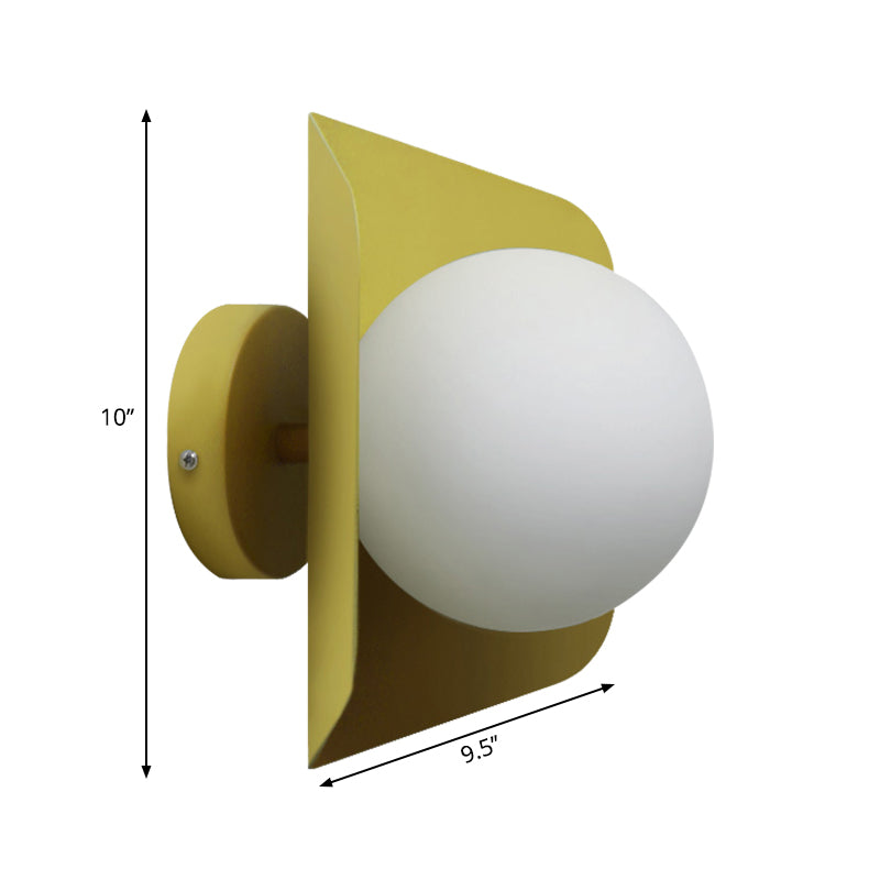 1 Light Orb Shade Wall Sconce Kids Metal Glass Sconce Light with Candy Color for Child Bedroom
