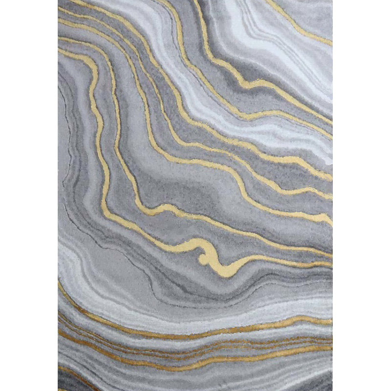 Gray Abstract Print Rug Polyster Modern Indoor Rug Anti-Slip Backing Machine Washable Area Carpet for Living Room