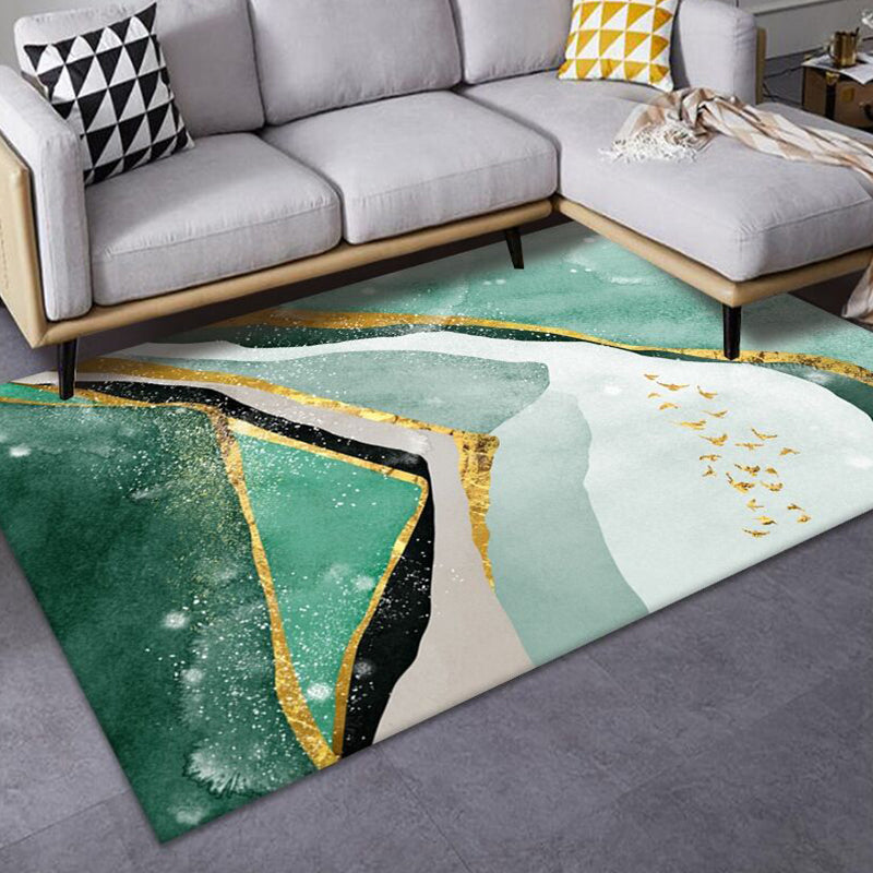 Casual Living Room Rug Multi-Color Abstract Printed Area Carpet Synthetics Non-Slip Backing Pet Friendly Indoor Rug