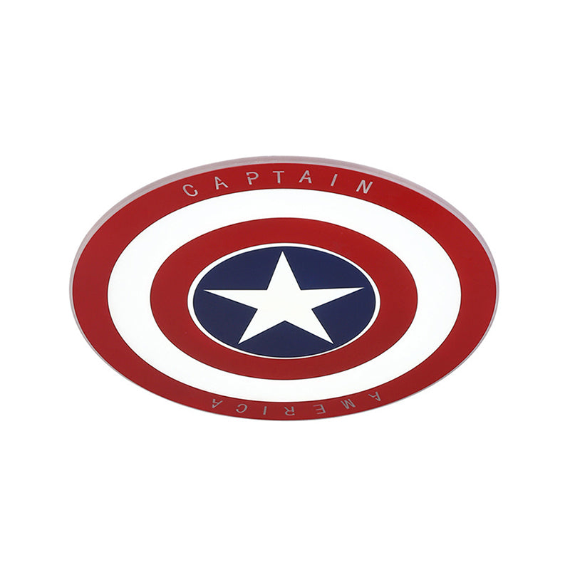 Ronde LED-plafondarmatuur van acryl met Amerikaans inbouwlicht in blauw en rood voor jongensslaapkamer