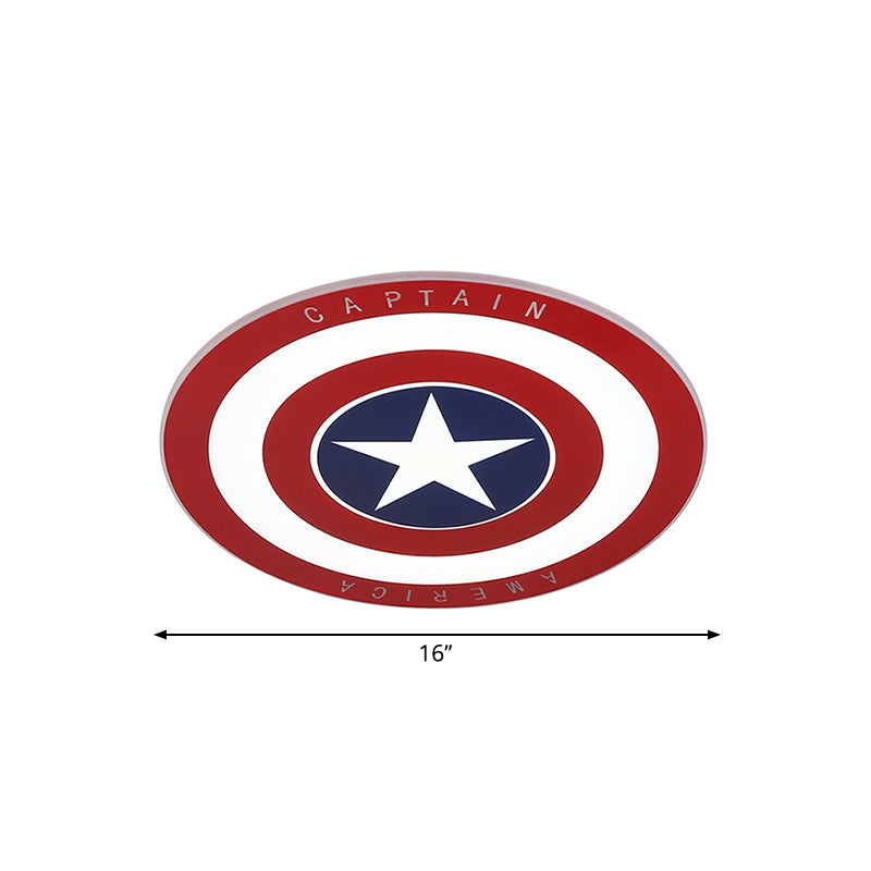 Ronde LED-plafondarmatuur van acryl met Amerikaans inbouwlicht in blauw en rood voor jongensslaapkamer