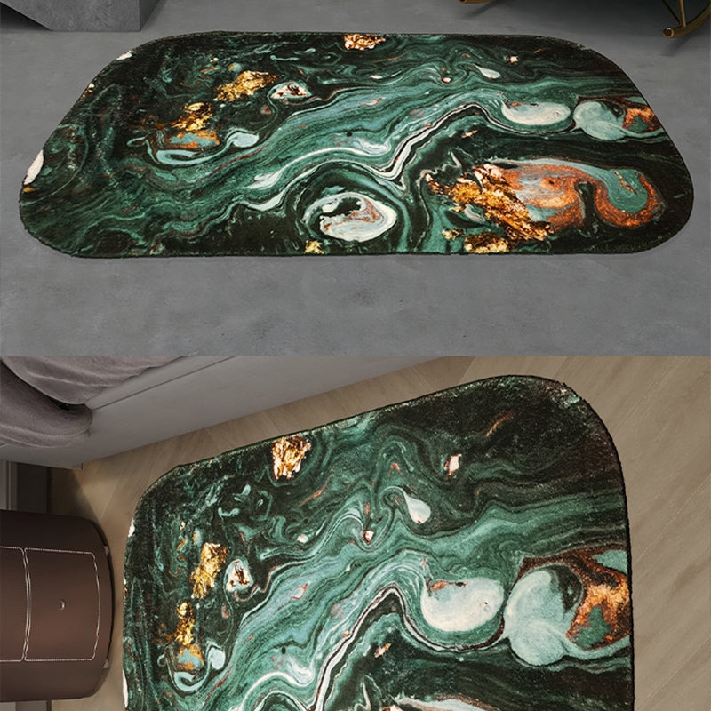 Blackish Green Abstract Pattern Rug Polypropylene Minimalist Indoor Rug Non-Slip Backing Pet Friendly Area Carpet for Decor