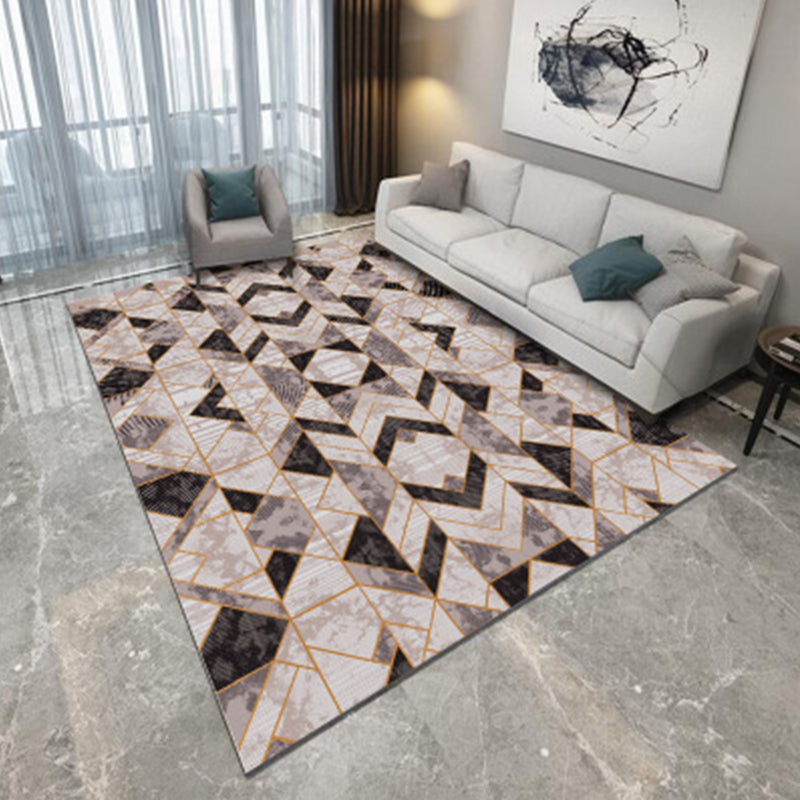 Nordic Living Room Rug Multi Colored Geometric Printed Area Carpet Polypropylene Easy Care Machine Pet Friendly Rug