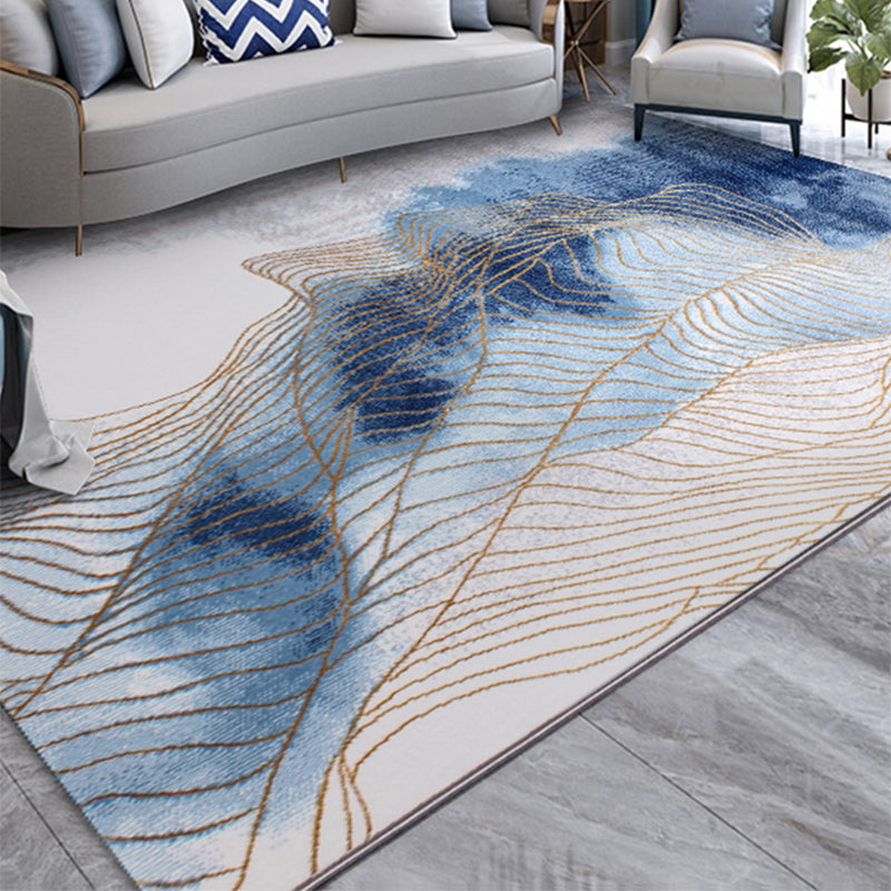 Modern Living Room Rug Multicolored Abstract Printed Area Carpet Polyster Non-Slip Backing Pet Friendly Area Rug