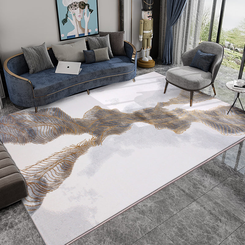Modern Living Room Rug Multicolored Abstract Printed Area Carpet Polyster Non-Slip Backing Pet Friendly Area Rug