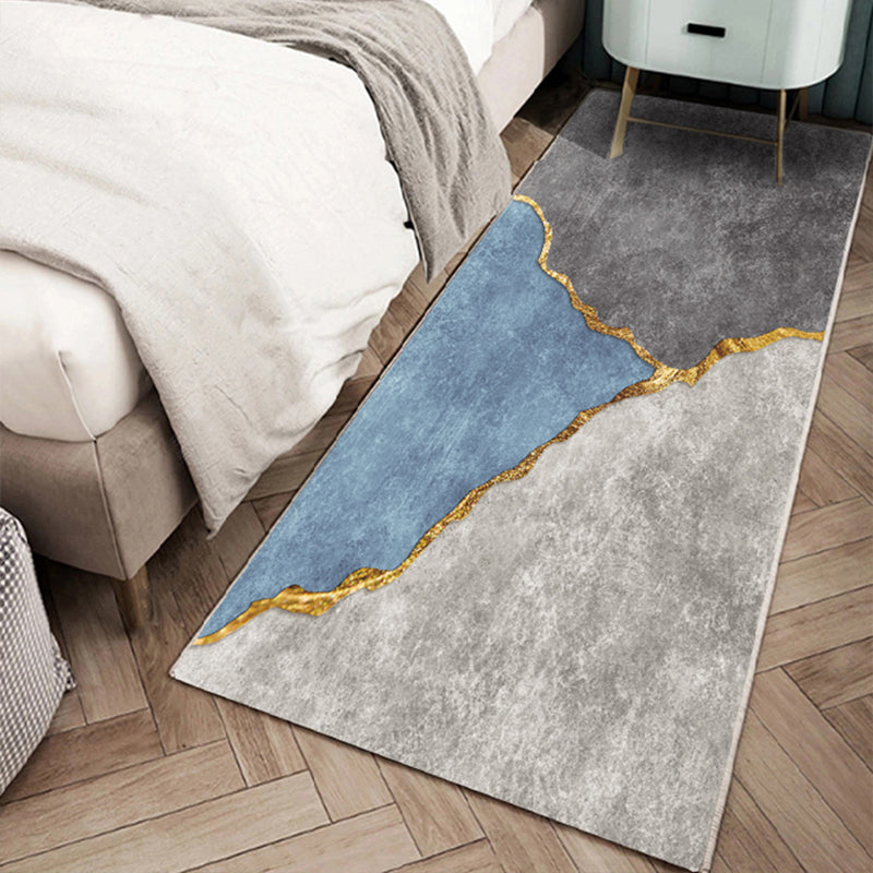 Contemporary Bedroom Rug Multi-Color Geometric Area Carpet Non-Slip Backing Pet Friendly Area Rug