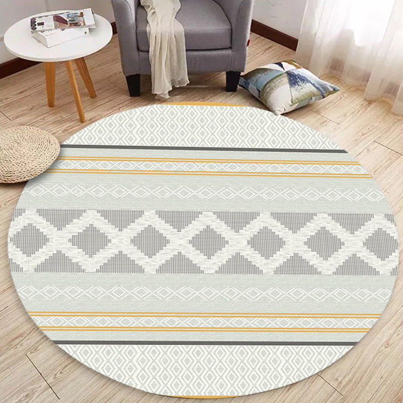 Komfort-Dekorationsteppich, mehrfarbiger geometrischer Druckbereich, Polyester, rutschfeste Unterseite, haustierfreundlicher Innenteppich