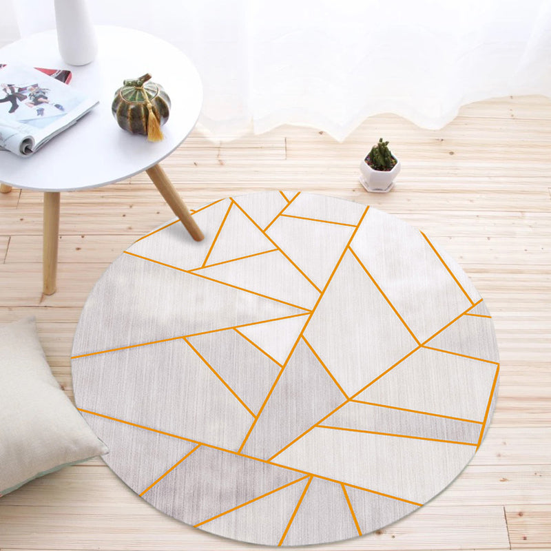 Komfort-Dekorationsteppich, mehrfarbiger geometrischer Druckbereich, Polyester, rutschfeste Unterseite, haustierfreundlicher Innenteppich