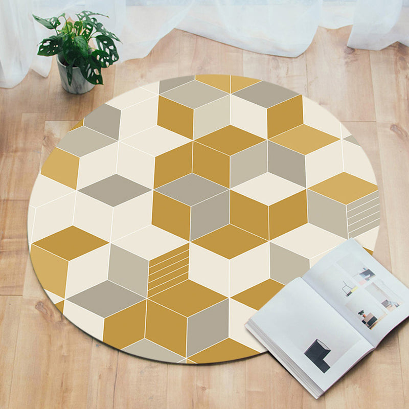 Komfort-Dekorationsteppich, mehrfarbiger geometrischer Druckbereich, Polyester, rutschfeste Unterseite, haustierfreundlicher Innenteppich