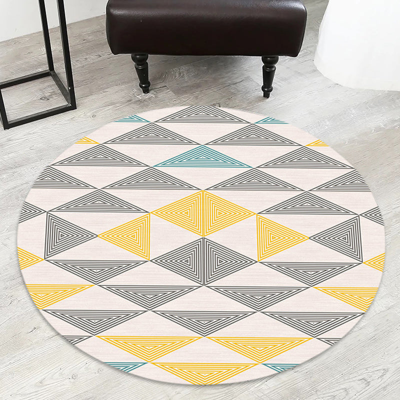 Komfort-Dekorationsteppich, mehrfarbiger geometrischer Druckbereich, Polyester, rutschfeste Unterseite, haustierfreundlicher Innenteppich