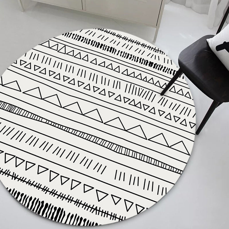 Komfort-Dekorationsteppich, mehrfarbiger geometrischer Druckbereich, Polyester, rutschfeste Unterseite, haustierfreundlicher Innenteppich