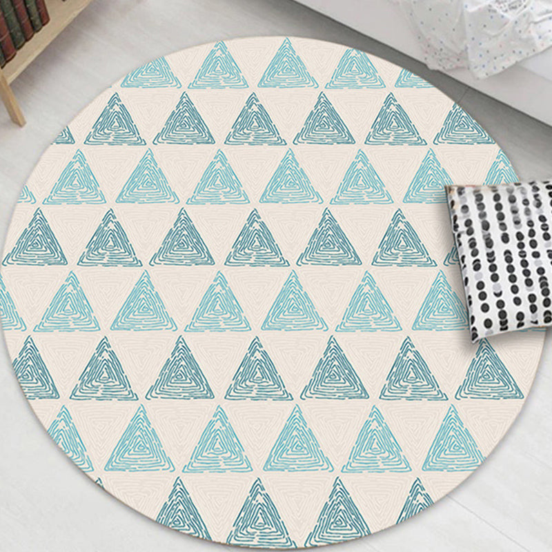 Komfort-Dekorationsteppich, mehrfarbiger geometrischer Druckbereich, Polyester, rutschfeste Unterseite, haustierfreundlicher Innenteppich