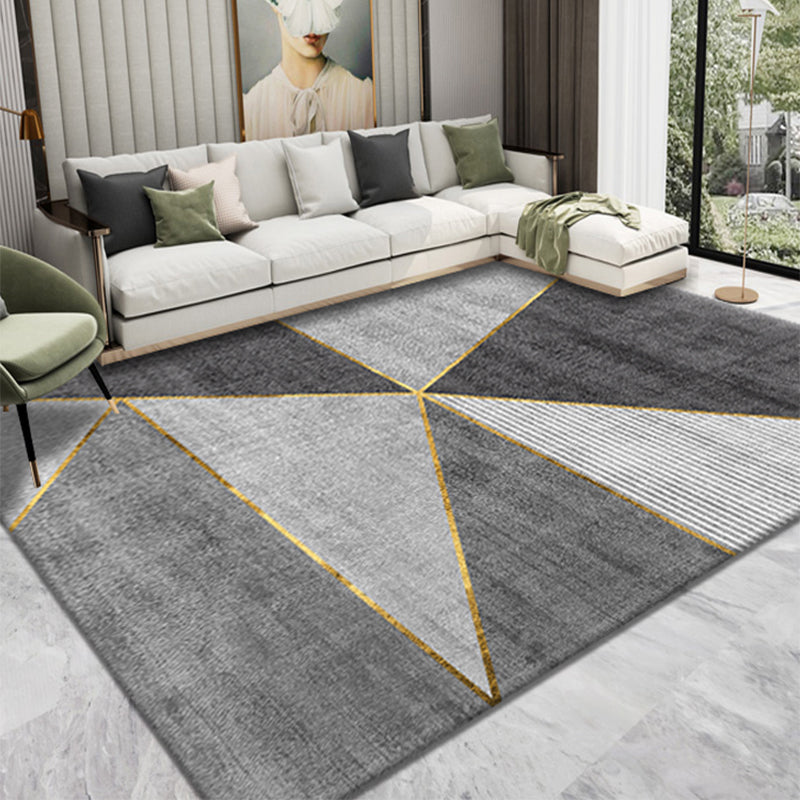 Casual Living Room Rug Multi Color Geometric Print Indoor Rug Polyster Non-Slip Backing Stain-Resistant Area Rug
