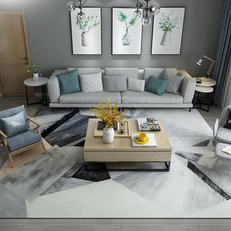 Simple Living Room Rug Multi Color Geometric Pattern Indoor Rug Synthetics Non-Slip Backing Pet Friendly Area Carpet
