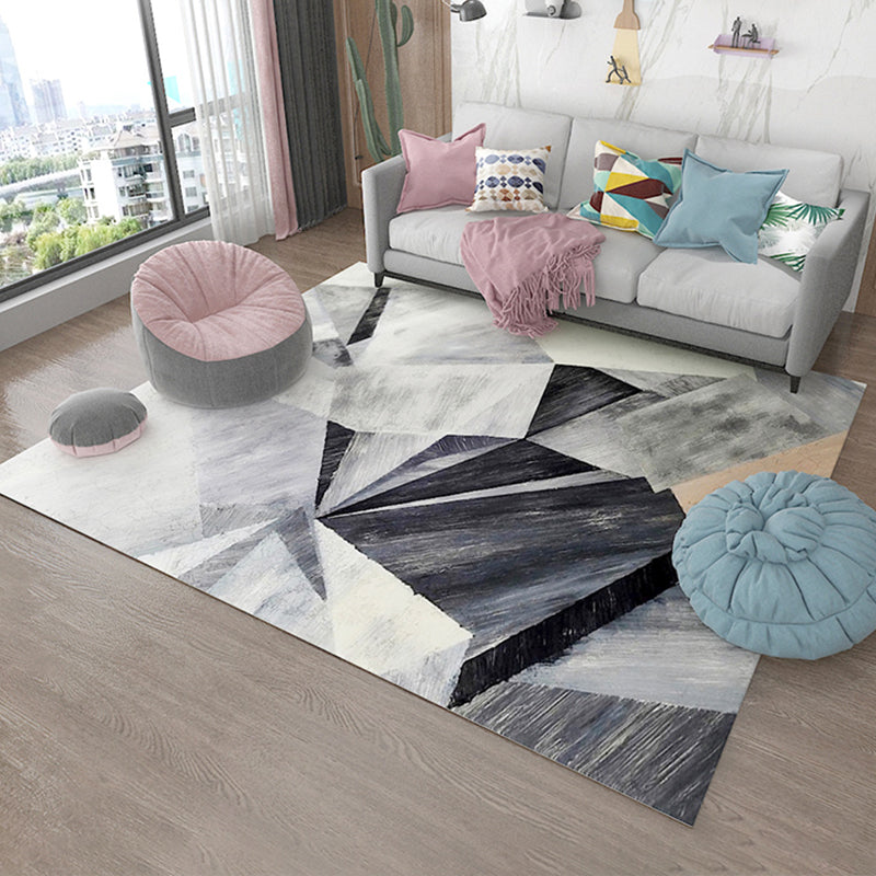 Einfacher Wohnzimmer Teppich Multi-Farb Geometrisches Muster Innentor-Rug-Synthetik Nicht-Schlupf-Backing Haustierfreundlicher Bereich Teppich