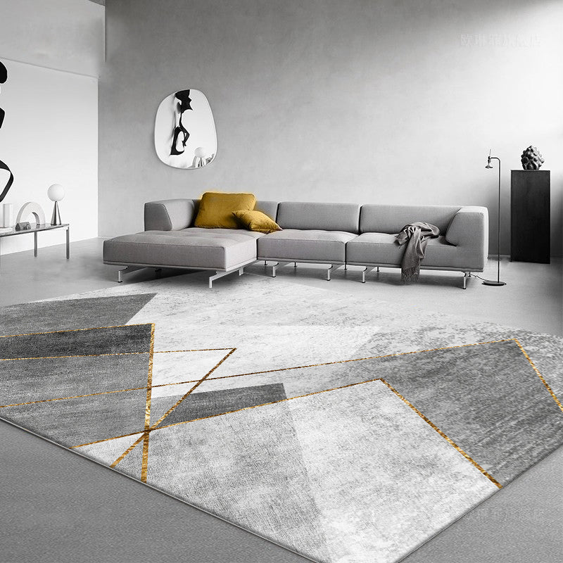 Minimalistischer Teppich mit Geomuster, mehrfarbiger Polyster-Bereichsteppich, haustierfreundlicher, schmutzabweisender Innenteppich für den Salon