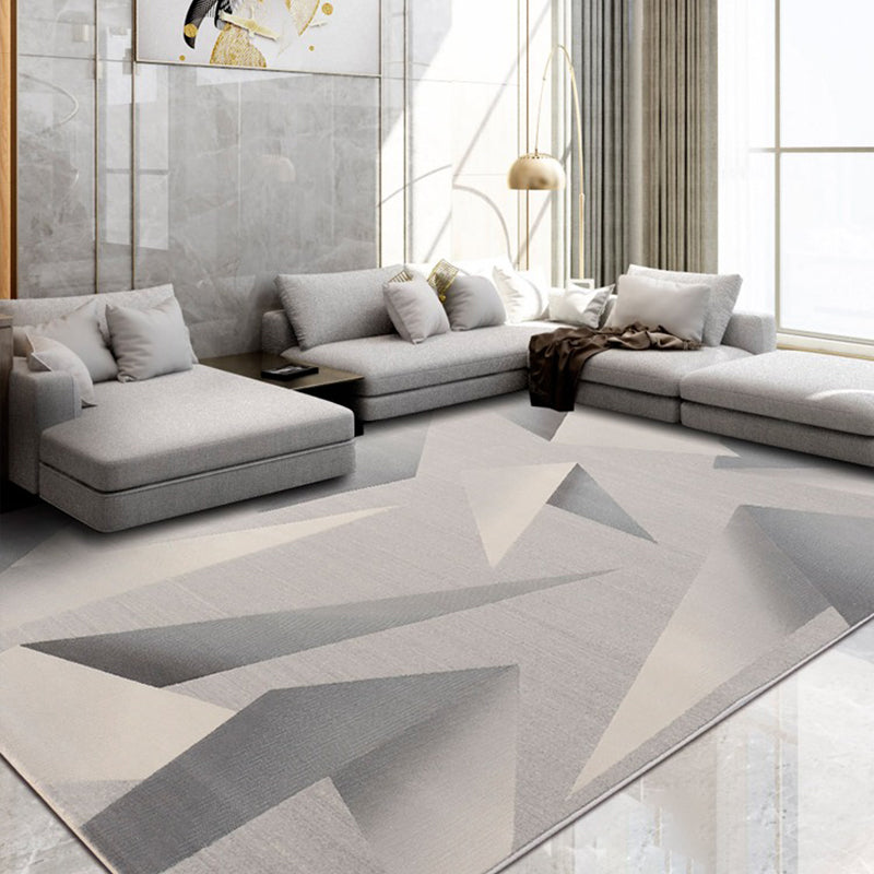 Modern Living Room Rug Multi Colored Abstract Printed Area Carpet Polyster Non-Slip Backing Pet Friendly Indoor Rug