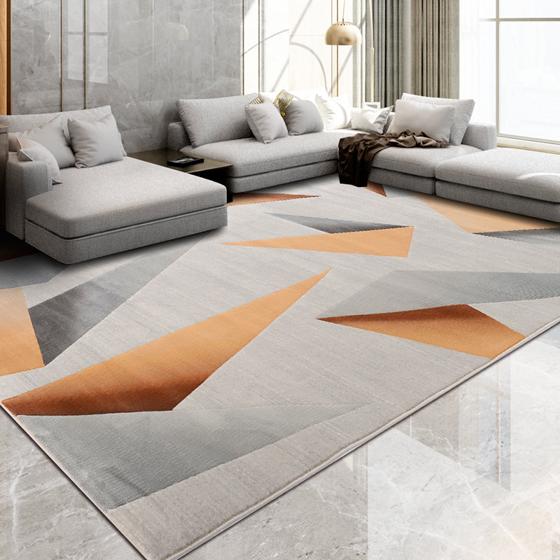 Modern Living Room Rug Multi Colored Abstract Printed Area Carpet Polyster Non-Slip Backing Pet Friendly Indoor Rug