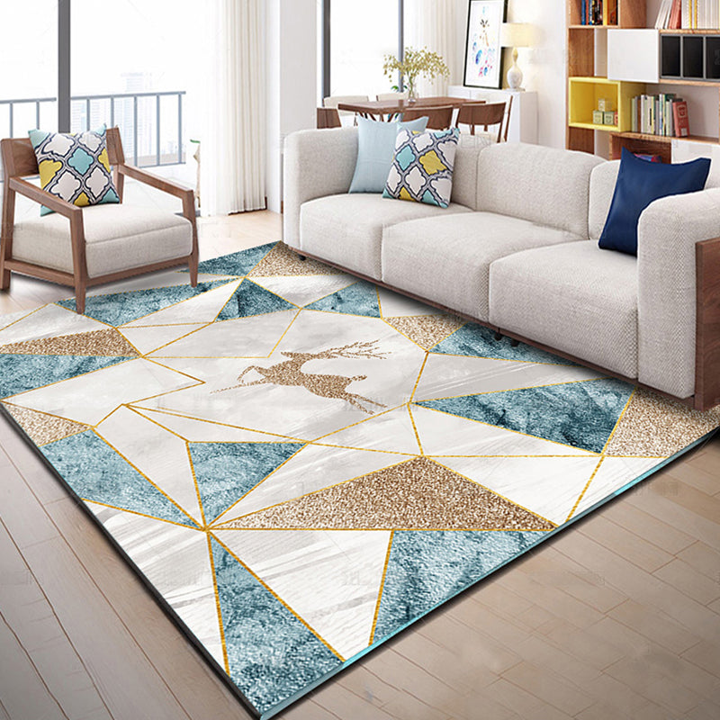 Scandinavische decoratie Rug multi-kleuren geometrische printruimte tapijt synthetisch niet-slip huisdiervriendelijke binnenkleed tapijt