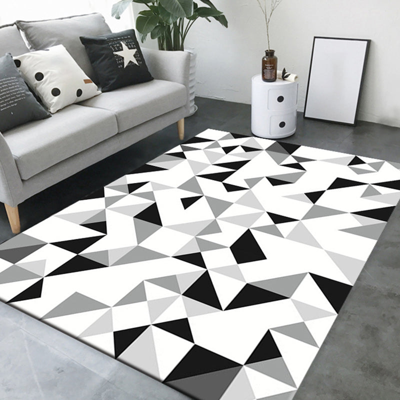 Simple Living Room Rug Multi Color Geometric Print Indoor Rug Non-Slip Backing Pet Friendly Area Carpet