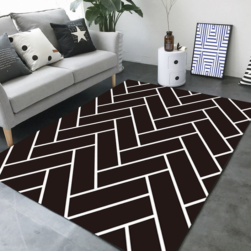 Simple Living Room Rug Multi Color Geometric Print Indoor Rug Non-Slip Backing Pet Friendly Area Carpet