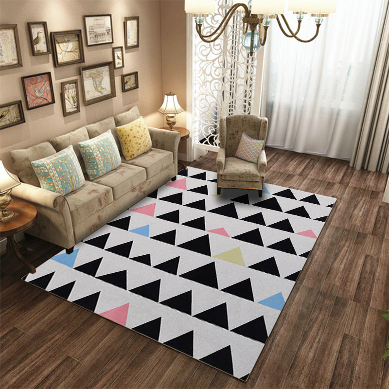 Nordic Geometric Print Rug Multi Color Polyster Area Carpet Pet Friendly Stain-Resistant Area Rug for Living Room