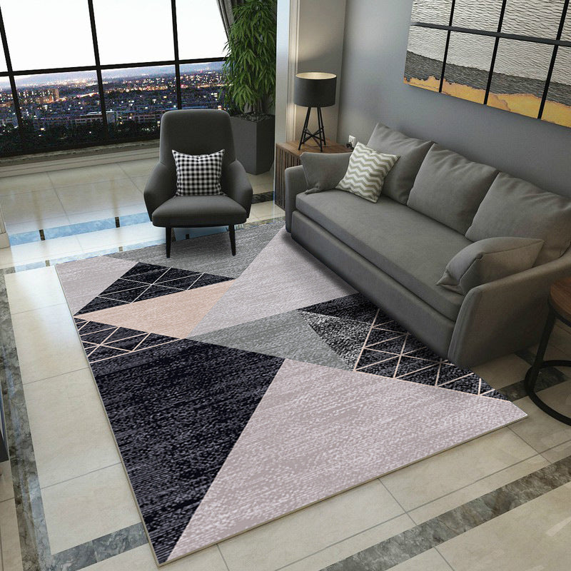Nordic Geometric Print Rug Multi Color Polyster Area Carpet Pet Friendly Stain-Resistant Area Rug for Living Room