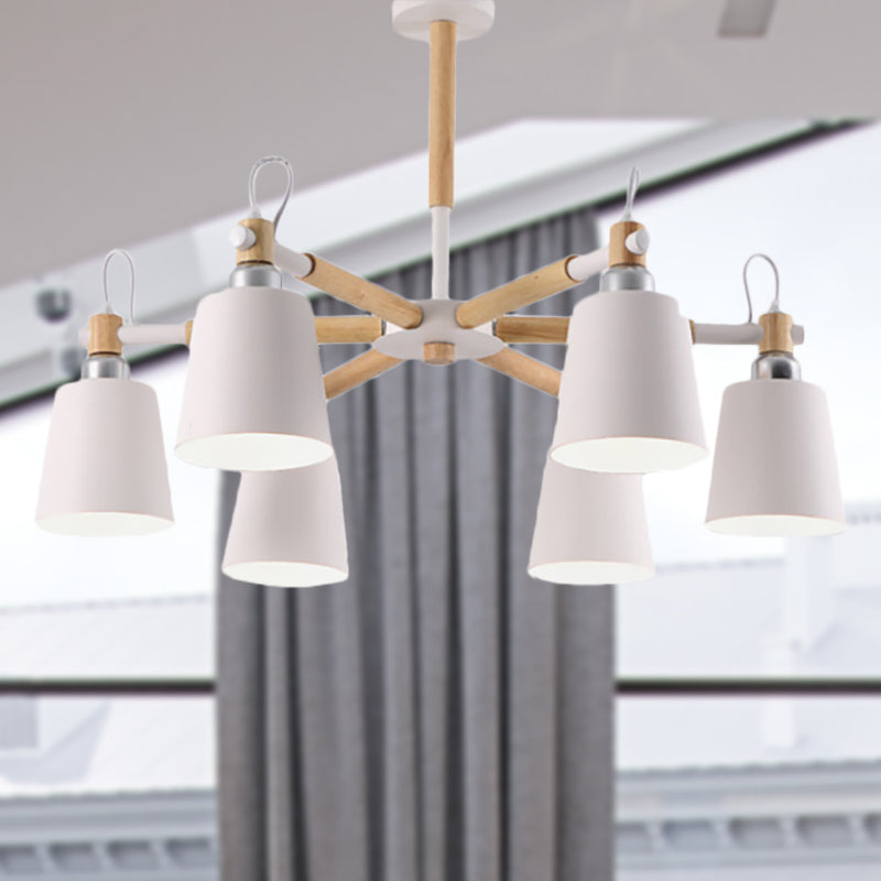 Nordic Tapered Shade Hanging Lights Metal 6 Lights Hanging Light Fixture for Bedroom