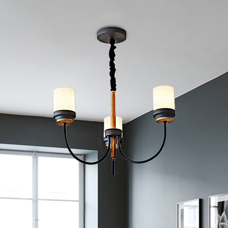 Art Deco Tapered Shade Hanging Lamp Metal 3 Lights Hanging Chandelier for Bedroom