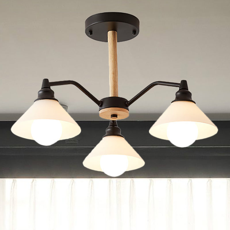Conical Shade Bedroom Hanging Lights Metal 3 Lights Modern Style Hanging Lamp