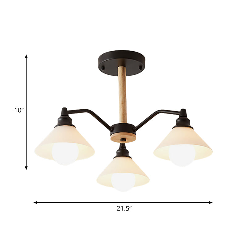 Conical Shade Bedroom Hanging Lights Metal 3 Lights Modern Style Hanging Lamp