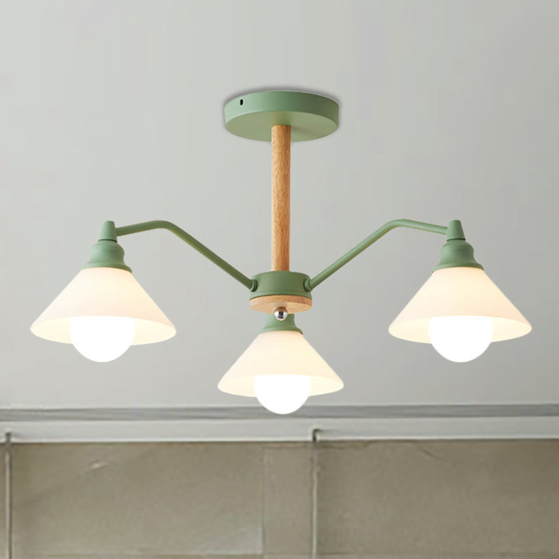 Conical Shade Bedroom Hanging Lights Metal 3 Lights Modern Style Hanging Lamp