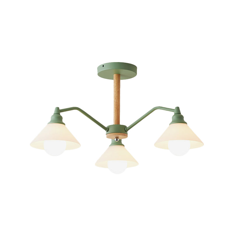Conical Shade Bedroom Hanging Lights Metal 3 Lights Modern Style Hanging Lamp