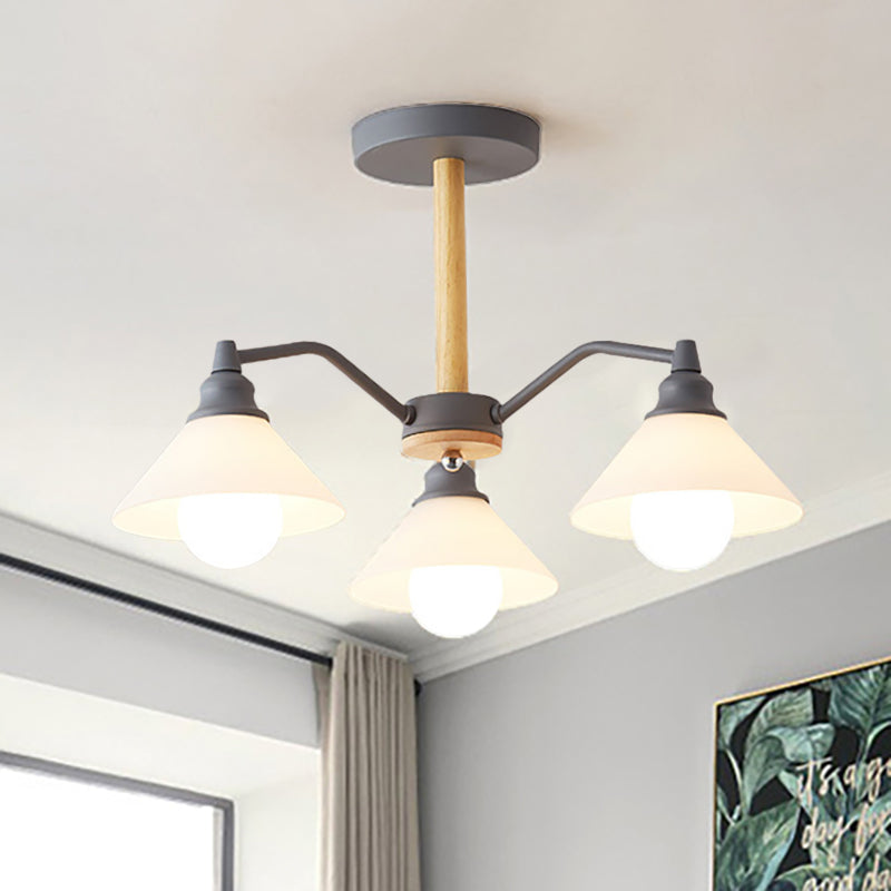 Conical Shade Bedroom Hanging Lights Metal 3 Lights Modern Style Hanging Lamp
