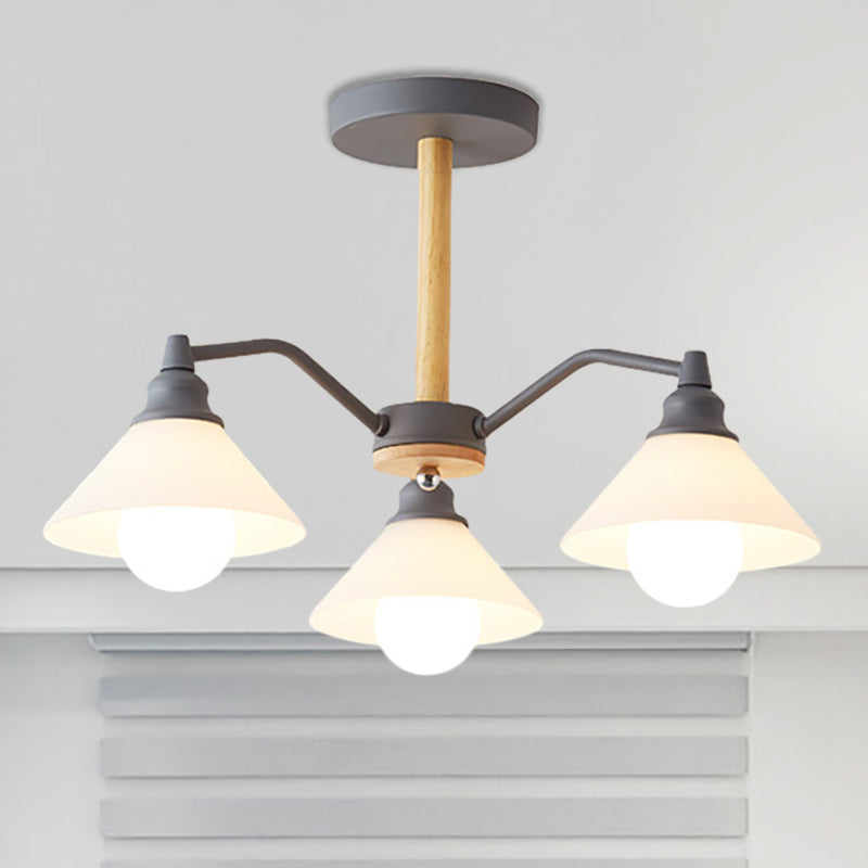 Conical Shade Bedroom Hanging Lights Metal 3 Lights Modern Style Hanging Lamp